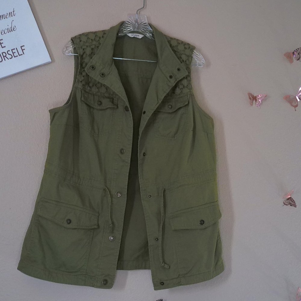 Utility Style Olive Cargo Vest SZ 12 by Liz Claiborne New York